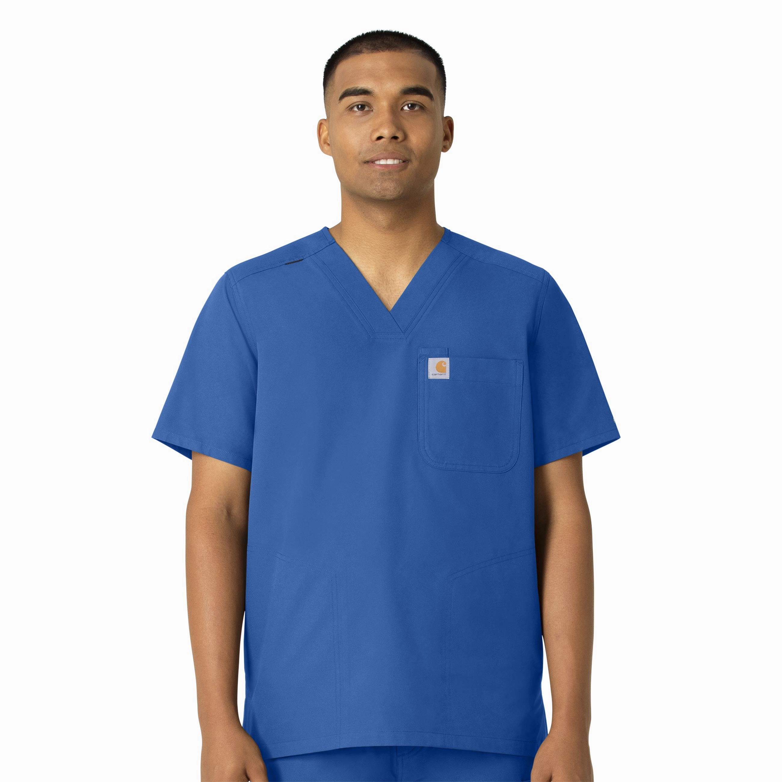 NonRestrictiveCollar Carhartt Force Essentials Men's V-Neck Shirttail Scrub Top - Royal