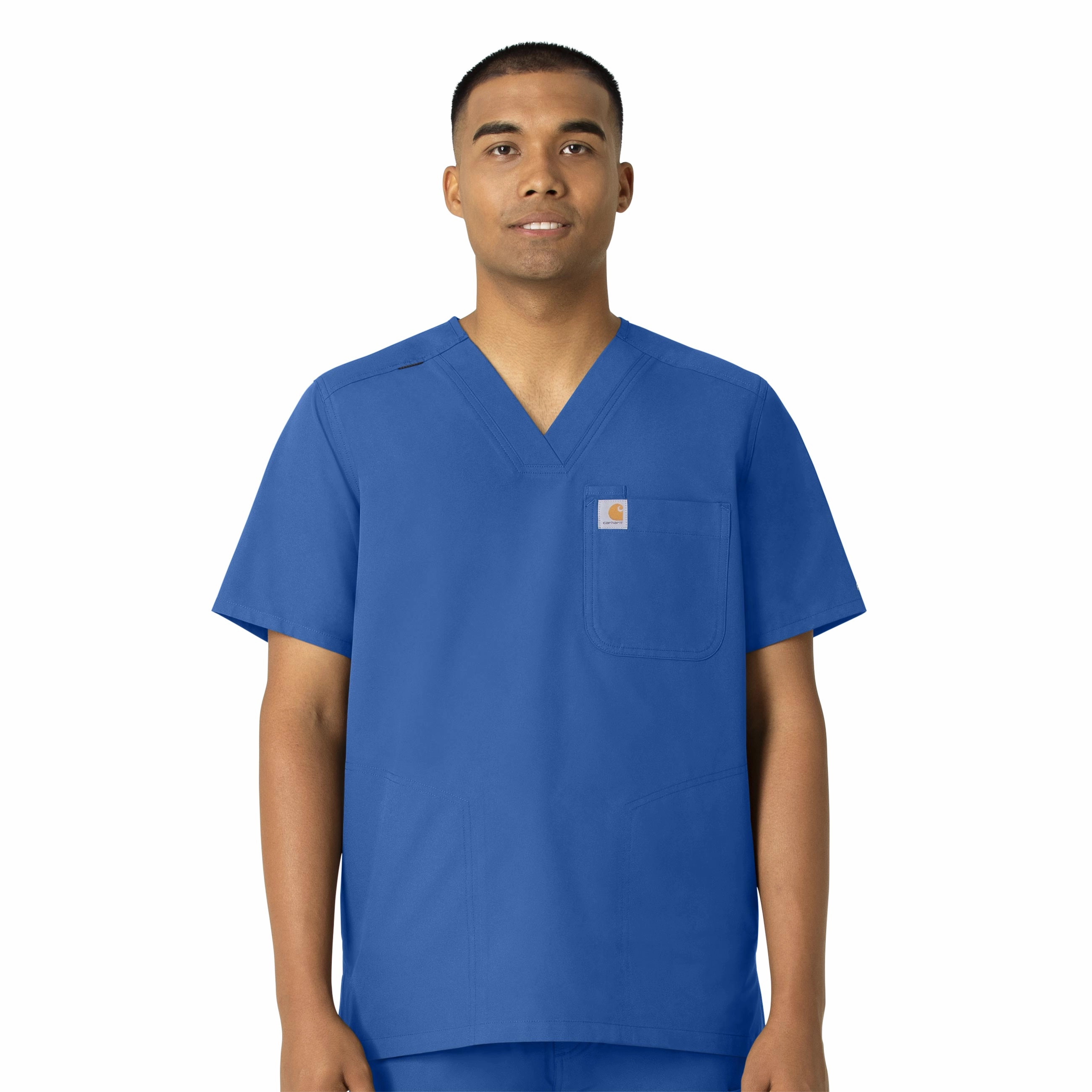 Carhartt Force Essentials Men's V-Neck Shirttail Scrub Top - Royal Quick-Dry Fabric AntiStatic Material