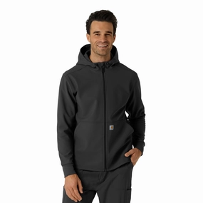 Carhartt Men's Bonded Fleece Hoodie - Black Invoice PreShrunk Cotton Blend