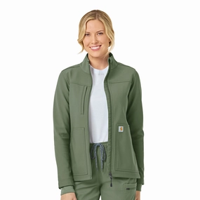 Multi Pocket Odor Resistant Carhartt Rugged Flex Women's Bonded Fleece Jacket - Olive