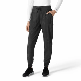Carhartt Women's Printed Cargo Jogger Scrub Pant - Caring Camo Black AllDayCompression Layered Wear