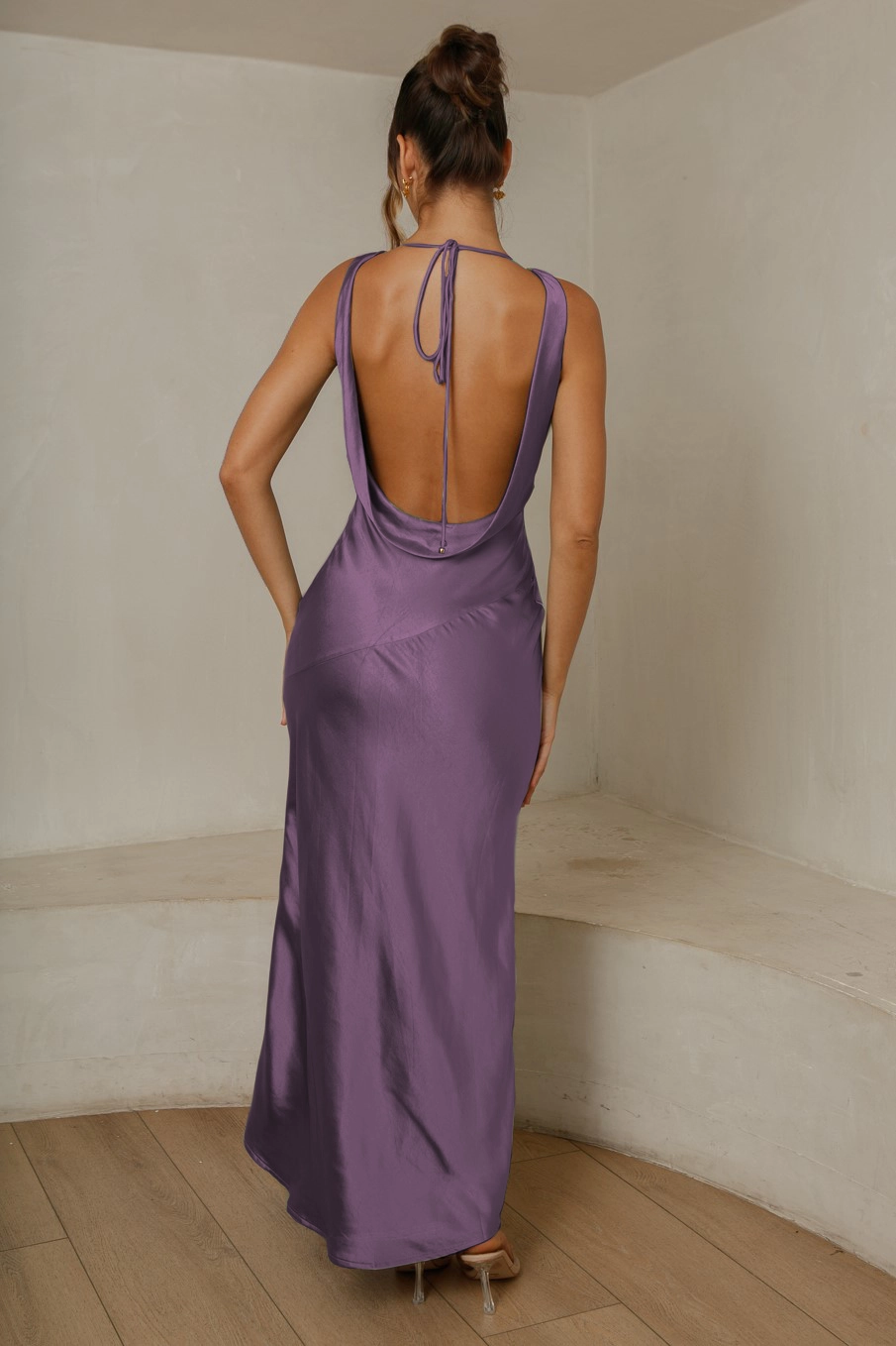 Event Mood Cassandra Open Back Maxi Dress - Grape