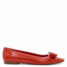 Sun Glow Ferragamo Barabou Patent Leather Ballet Flats