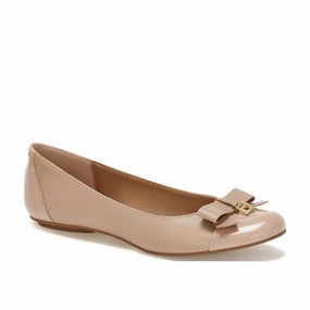 Help Day Lightweight Casual Shoes Women's Ballerinas With Bow And Golden Lock Charm Flats In Beige