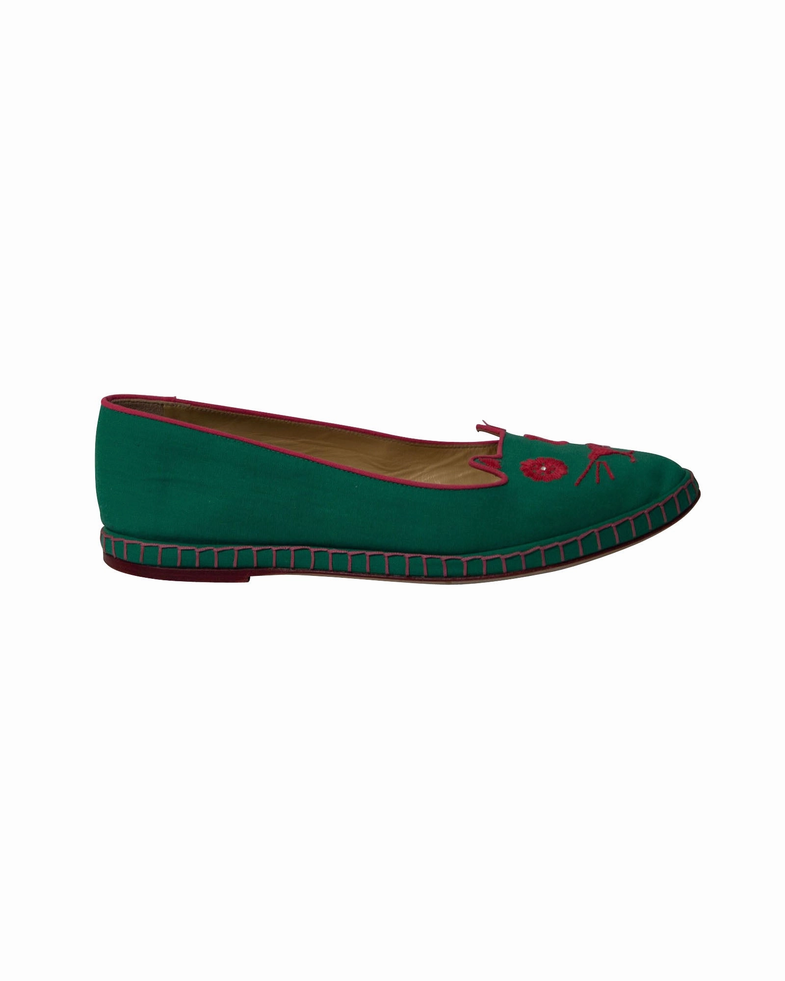 City Fresh Low Top Charlotte Olympia Cat Espadrilles in Green Cotton