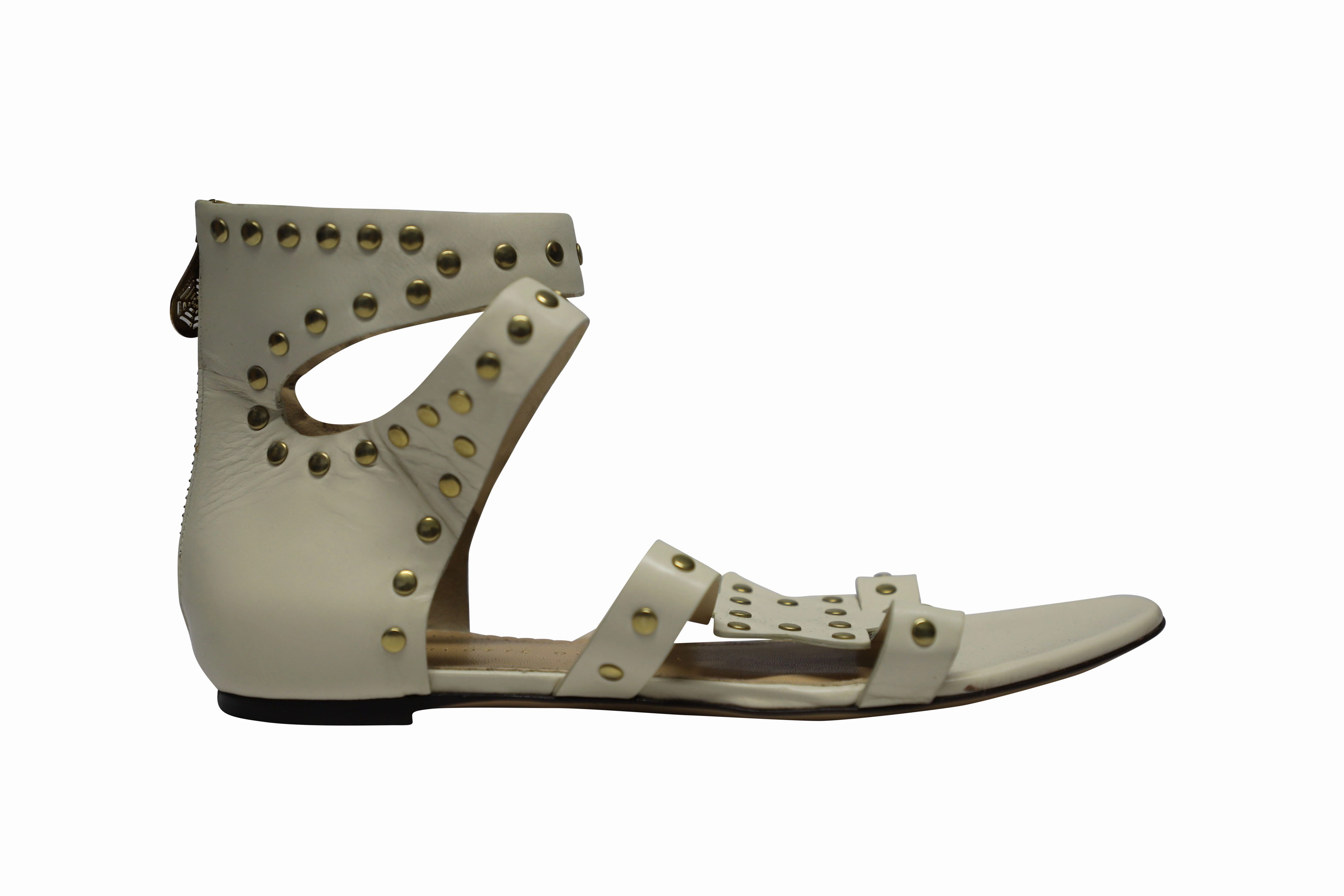 Comfortable Design Shoes Charlotte Olympia Studded Star Sandals in White Calfskin Leather
