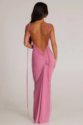 Jiani Gown - Mauve Embroidered-Sleeve