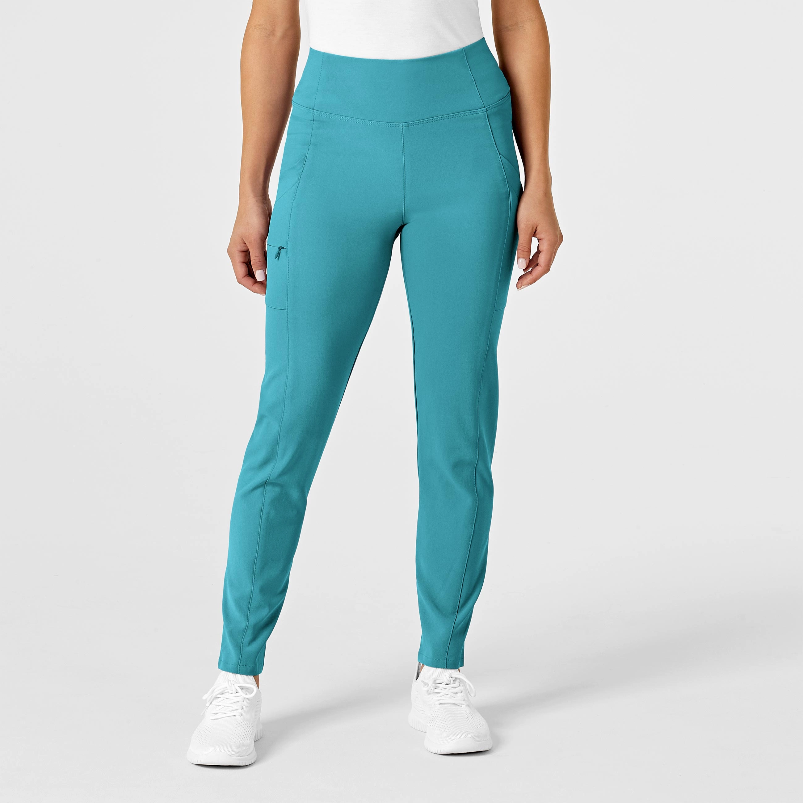 Flexible Comfort Wear Non Iron Technology RENEW Women's High Waist Power Pant - Teal Blue