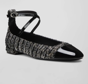 Cozy Day Eden Strap Flat In Black Tweed