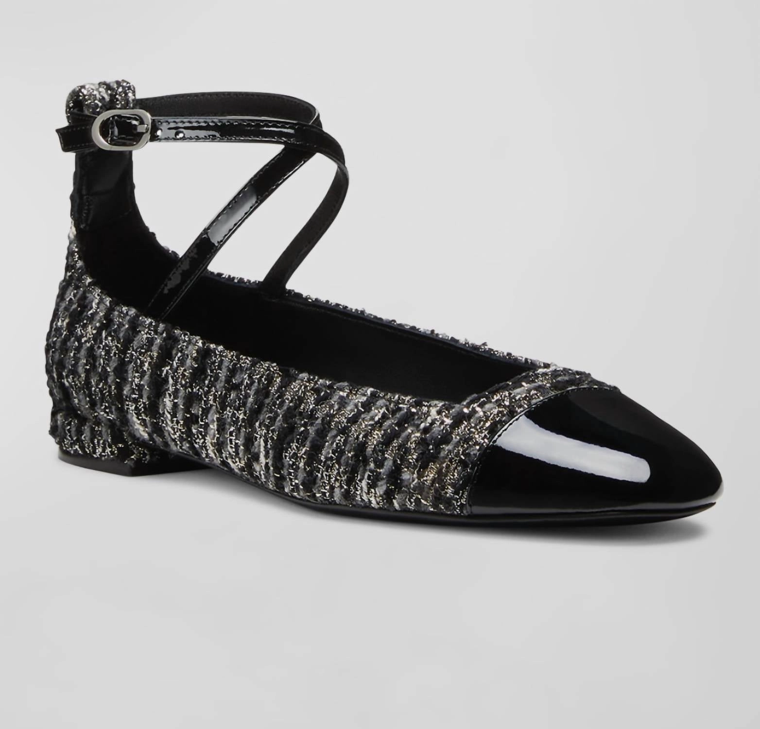 Eden Strap Flat In Black Tweed Museum Mood