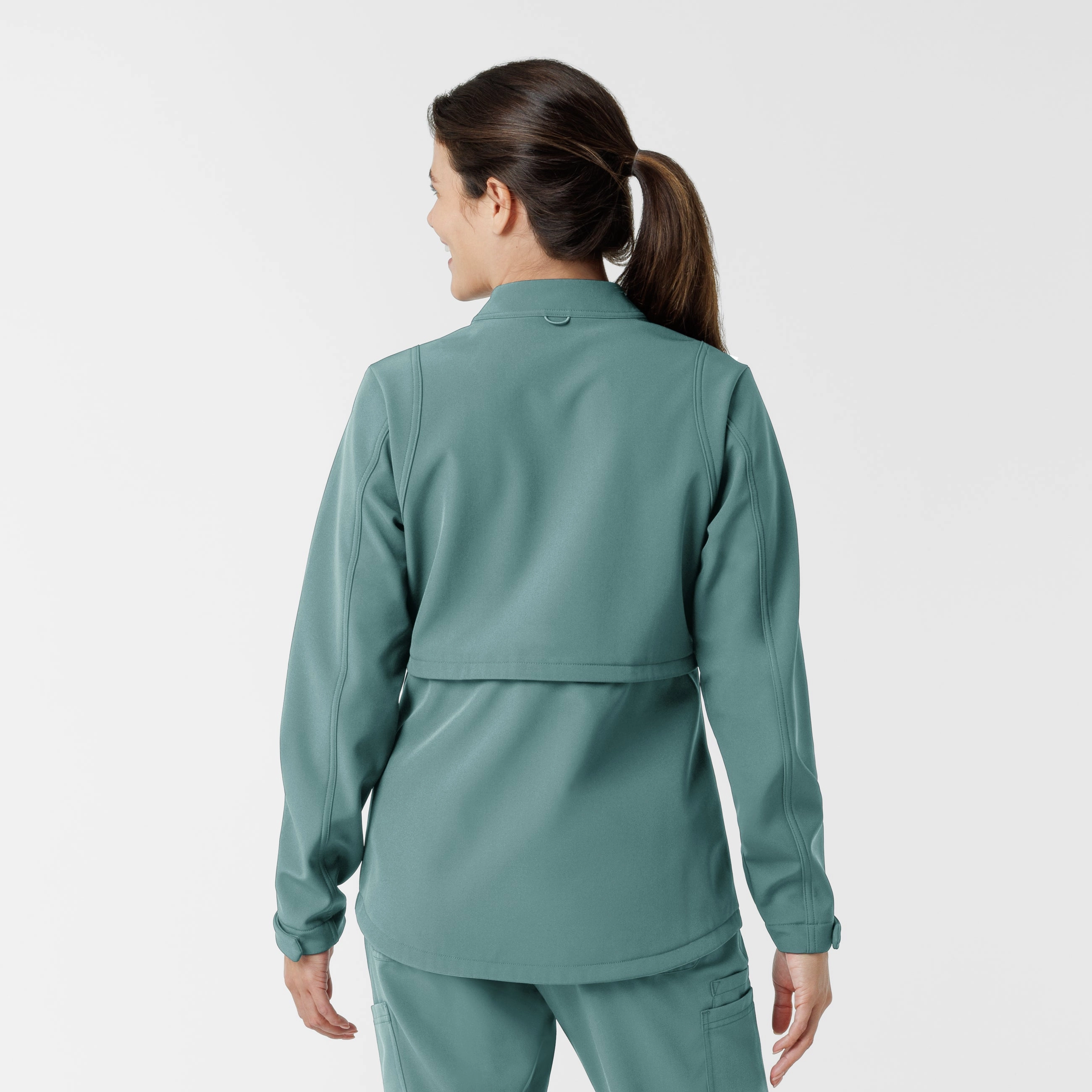 Women's Soft Shell Scrub Jacket - Vintage Teal WrinkleResistant