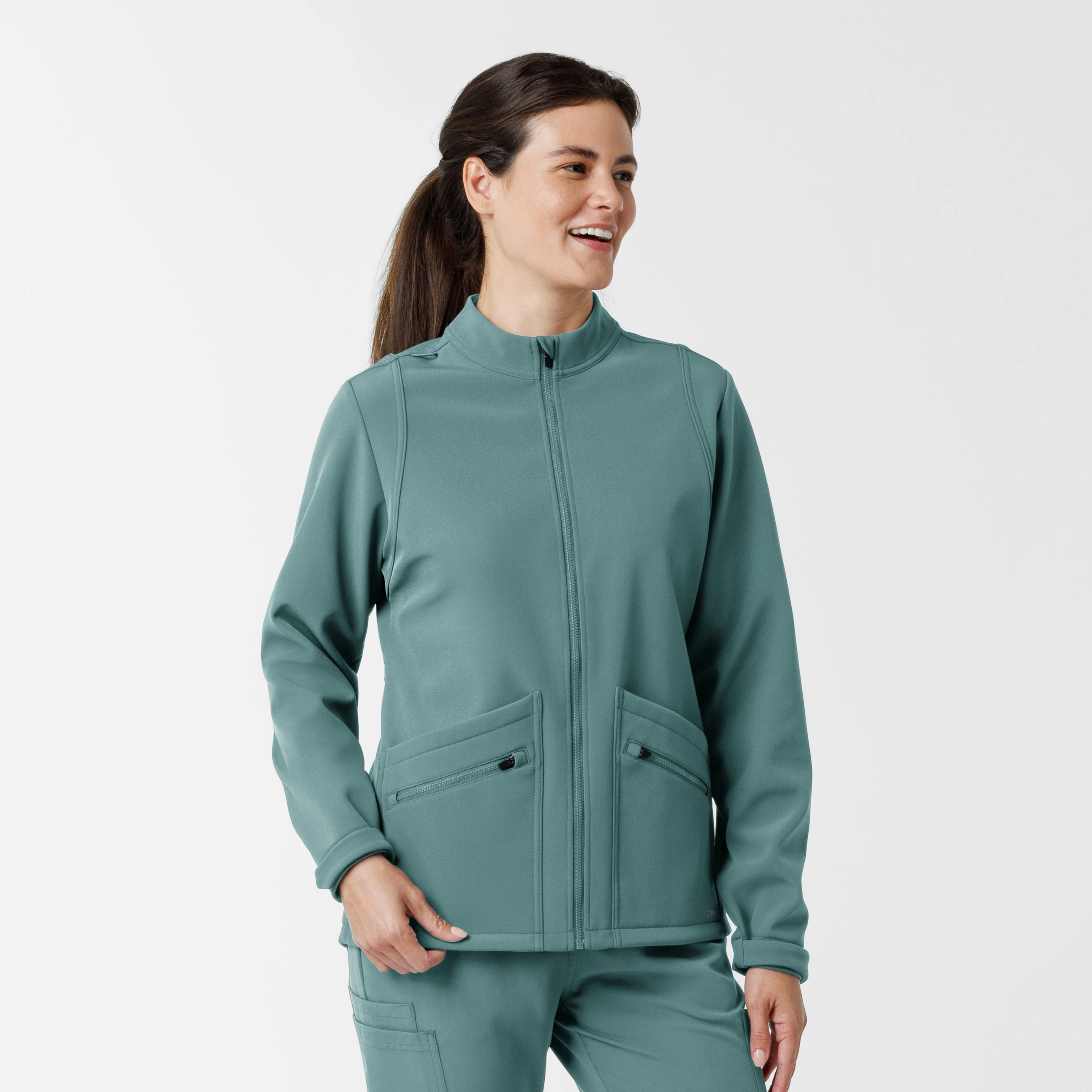 Women's Soft Shell Scrub Jacket - Vintage Teal Skiing Functional Fit
