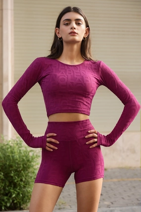 VNeckReinforcement Low Profile Seaming Classic Nala Long Sleeve 3D Bra - Plum