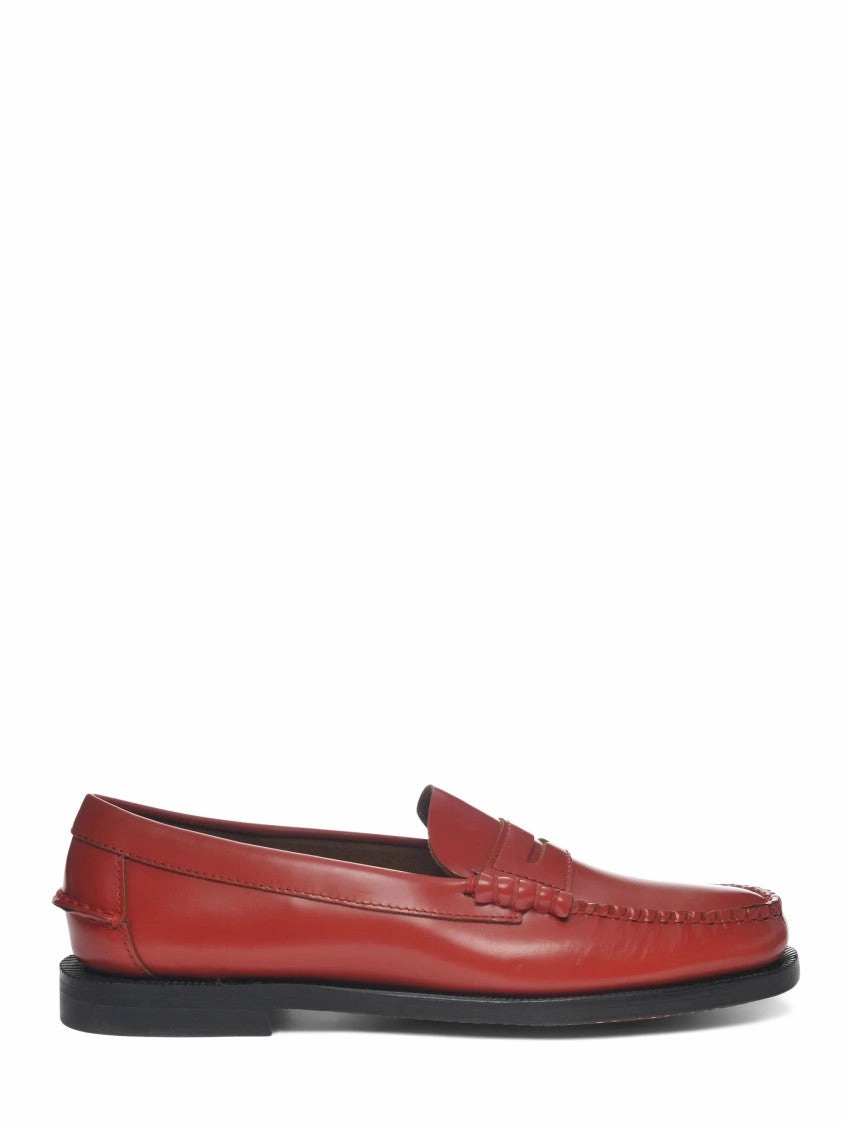 Sand Glow Classic Red Leather Slip-On Flat Shoes