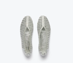 Women's Riley Open Weave Ballet Flat In Silver Hidden Alley Club Glow