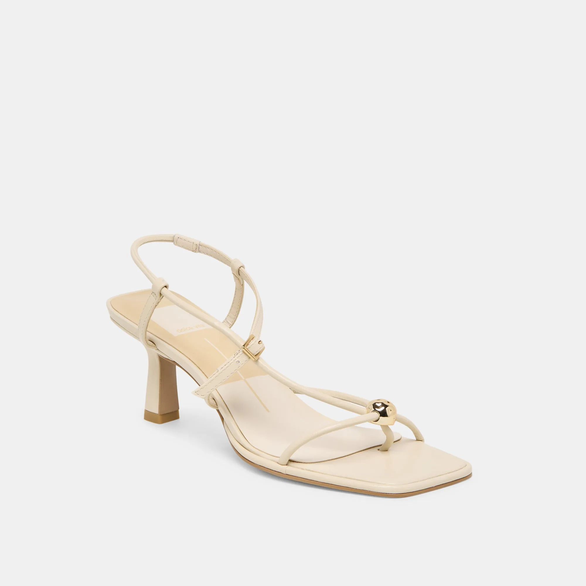 Peep Toe Sandals for Party MYLEE HEELS CREME LEATHER