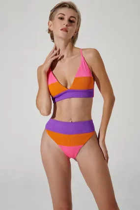 Colorblock Bra - Sunset Adjustable Closure