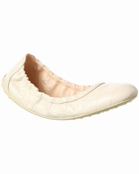 Lake View TOD??s Croc-Embossed Leather Flat