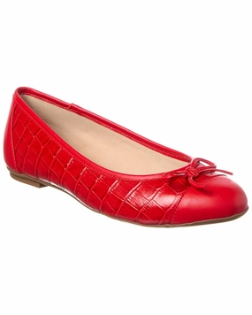 French Sole Cordelia Croc-Embossed Leather Flat Wave Step Sand Glow