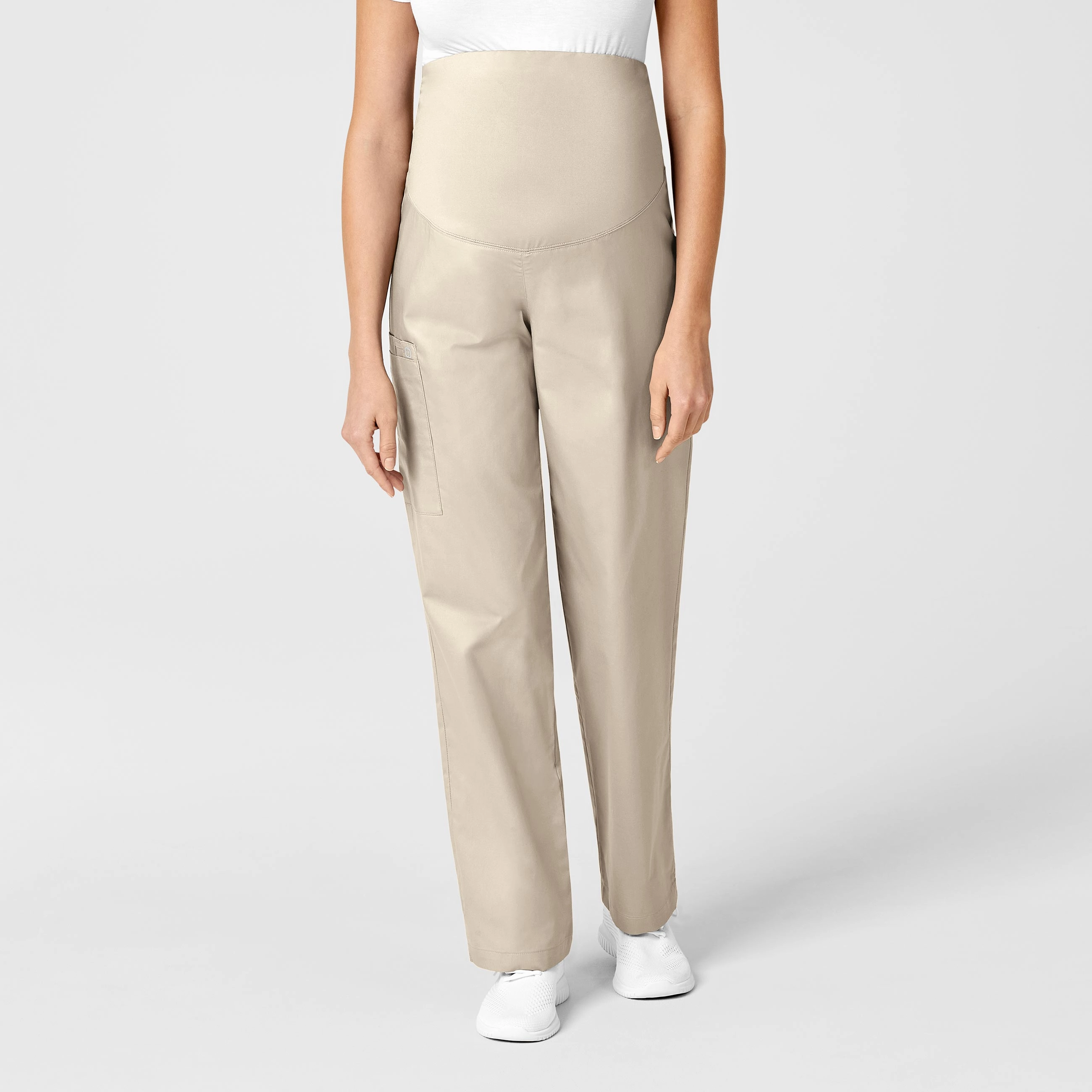 WonderWORK Maternity Cargo Scrub Pant - Khaki Secure Waistband Practical Fit
