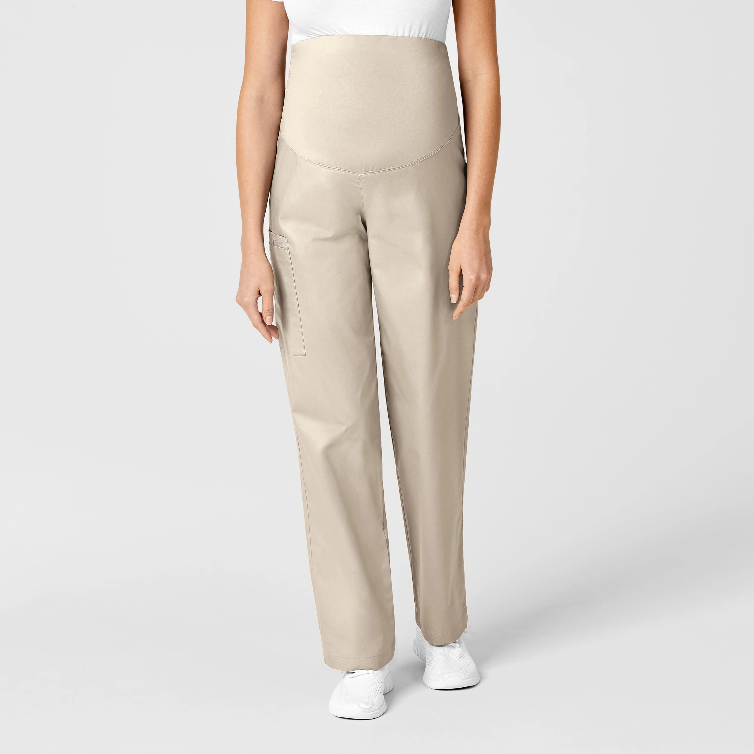WonderWORK Maternity Cargo Scrub Pant - Khaki Adaptable Design