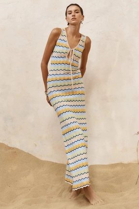 Isaba Maxi Dress - Blue Multi Light Motion
