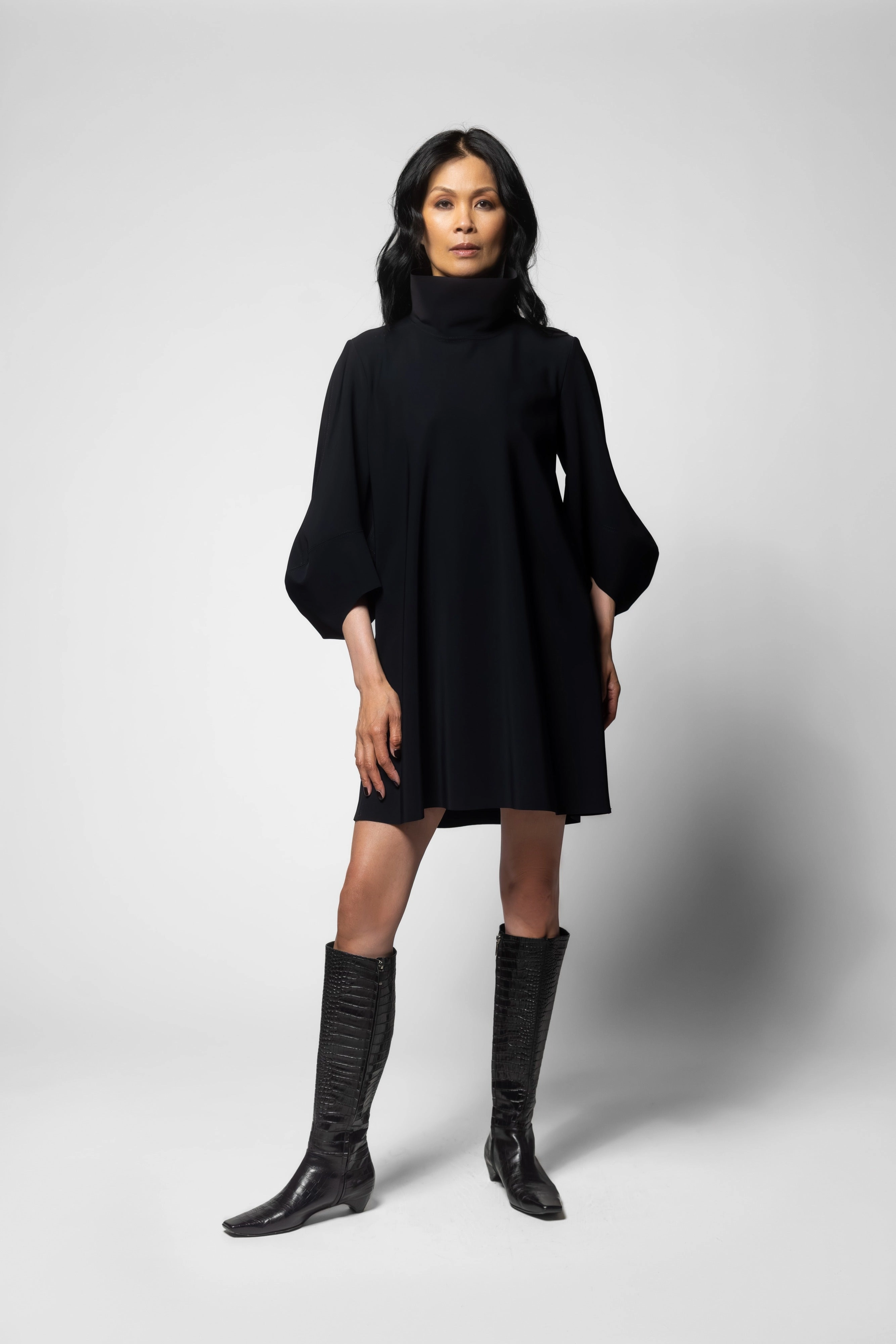 Convertible-Style Neutral Flow Claudia Mini Tunic - Black