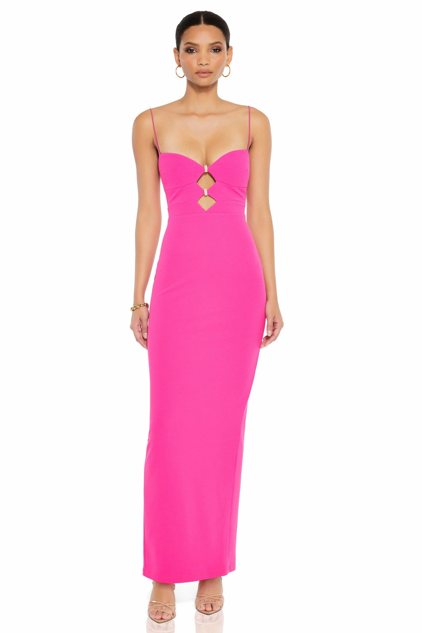 Crisp Silhouette Flattering Style Nookie Muse Maxi Dress - Neon Pink