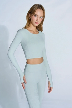 Classic Nala Long Sleeve 3D Bra - Mint Cream High Stretch Fabric EcoFriendly Dye