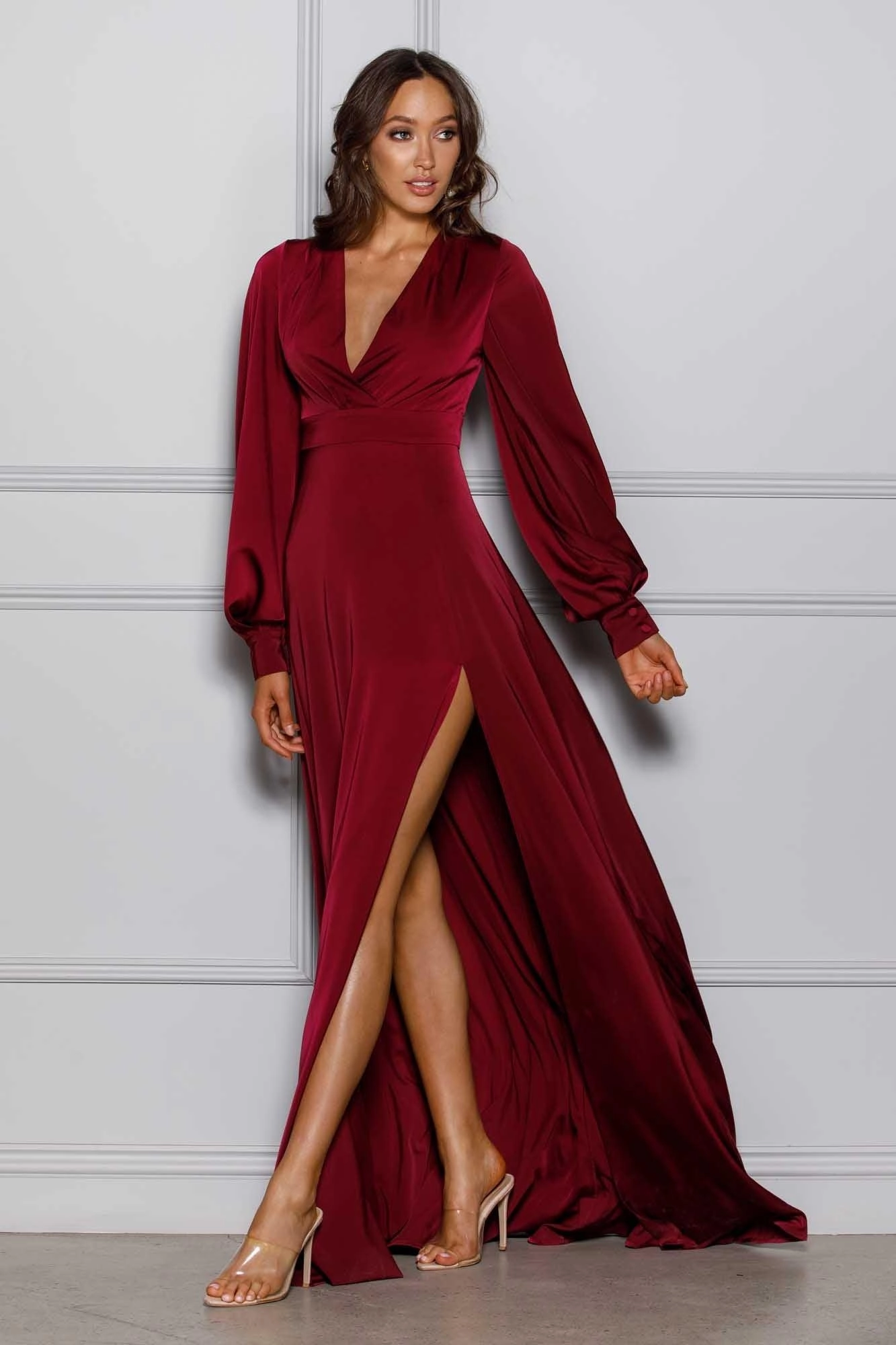 SKYLAR GOWN - WINE Dreamy Simplicity Halter neck