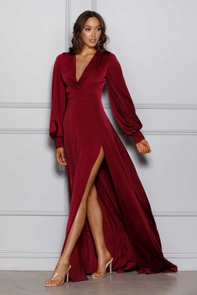 SKYLAR GOWN - WINE Dreamy Simplicity Halter neck