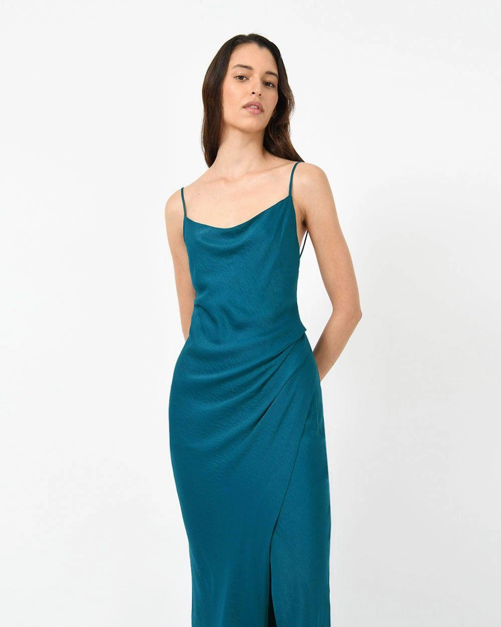 Isabella Low Back Dress - Teal Comfort Mode