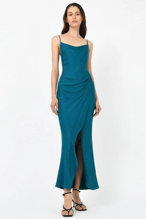 Isabella Low Back Dress - Teal Office Casual