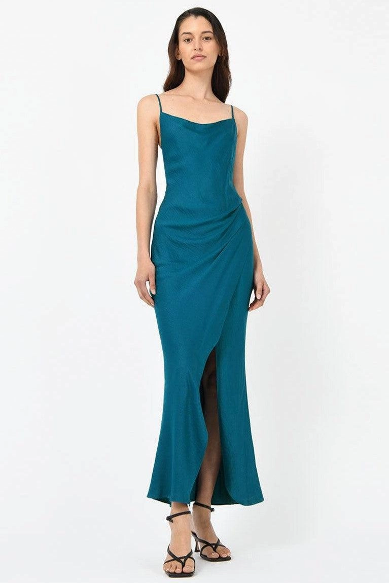 Isabella Low Back Dress - Teal Office Casual
