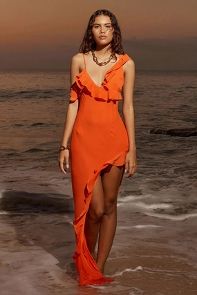 Dance-Party Dalia Maxi Dress - Tangerine