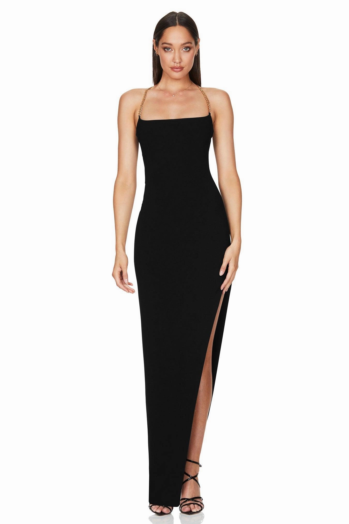 Light Base Embroidered-Detail Nookie Estella Gown - Black