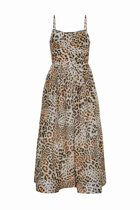 Alba Silk Linen Midi Dress Smooth Detail Holiday Wear