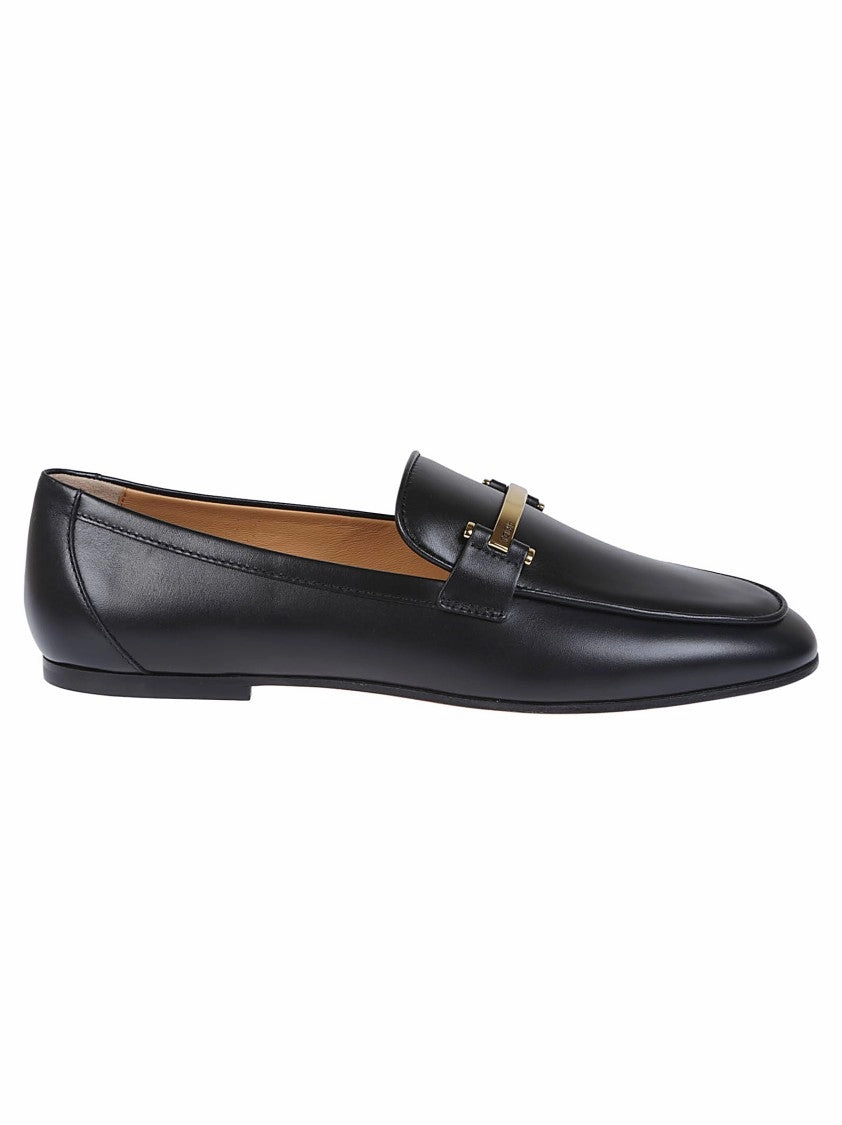 Grass Walk Leather Loafers With Subtle Gold Accent