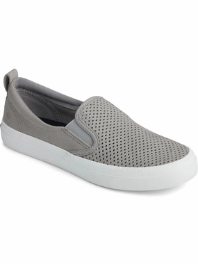 CREST SLIP ON Womens Faux Leather Slip On Flat Shoes French Charm Fashion Forward