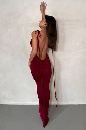 Cristina Gown - Wine Soft-Lining Layered-Look