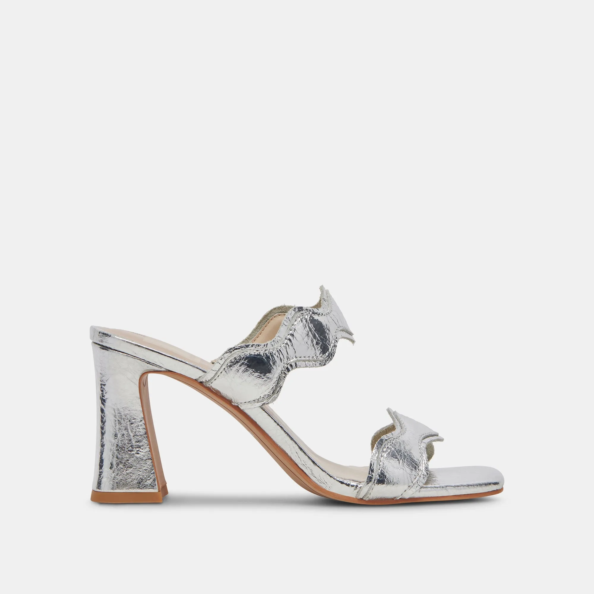 Minimalist Travel Heels ILVA WIDE HEELS SILVER DISTRESSED LEATHER