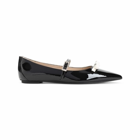 Peak Glow Felicity Bow Black Patent Leather Ballerinas