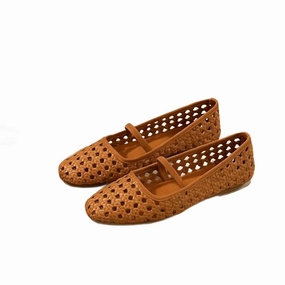 Women??S Hand Woven Dressy Ballet Flat In Cognac Business Casual Shoes