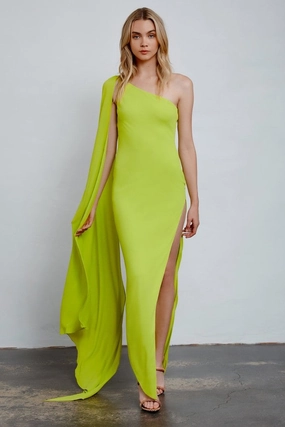 Chic Tailoring Waist Polished Cut Riley Dress - Lime