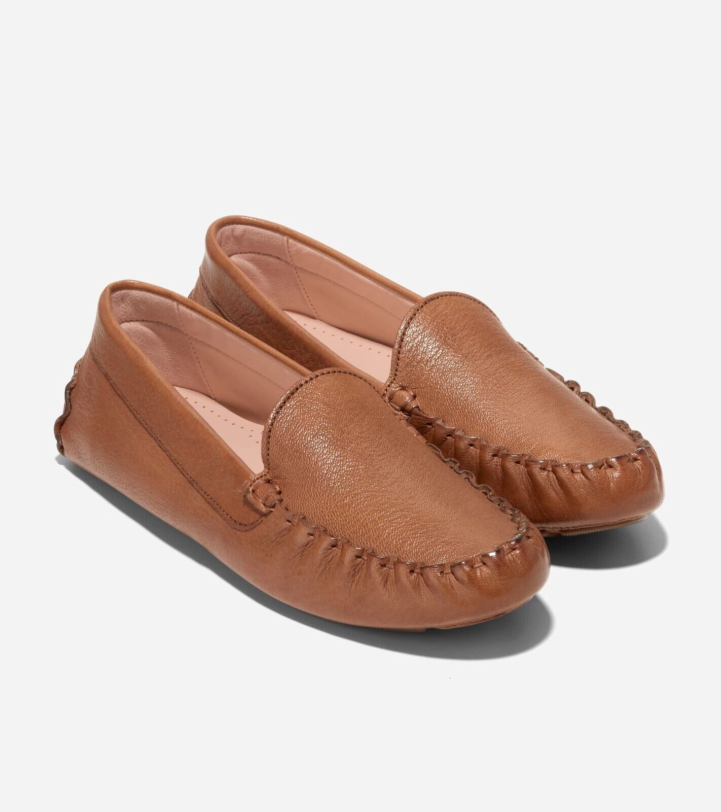 Harbor Look Cole Haan Evelyn Driver Flat Women's 5 Pecan Brown Leather Loafers Shoes KHD474
