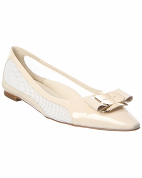 Earth Tone Buy Tour Ferragamo Mesh & Patent Flat