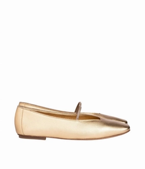 Weekend Casual Women's Tila Metallic Leather Ballerina Flats In Gold