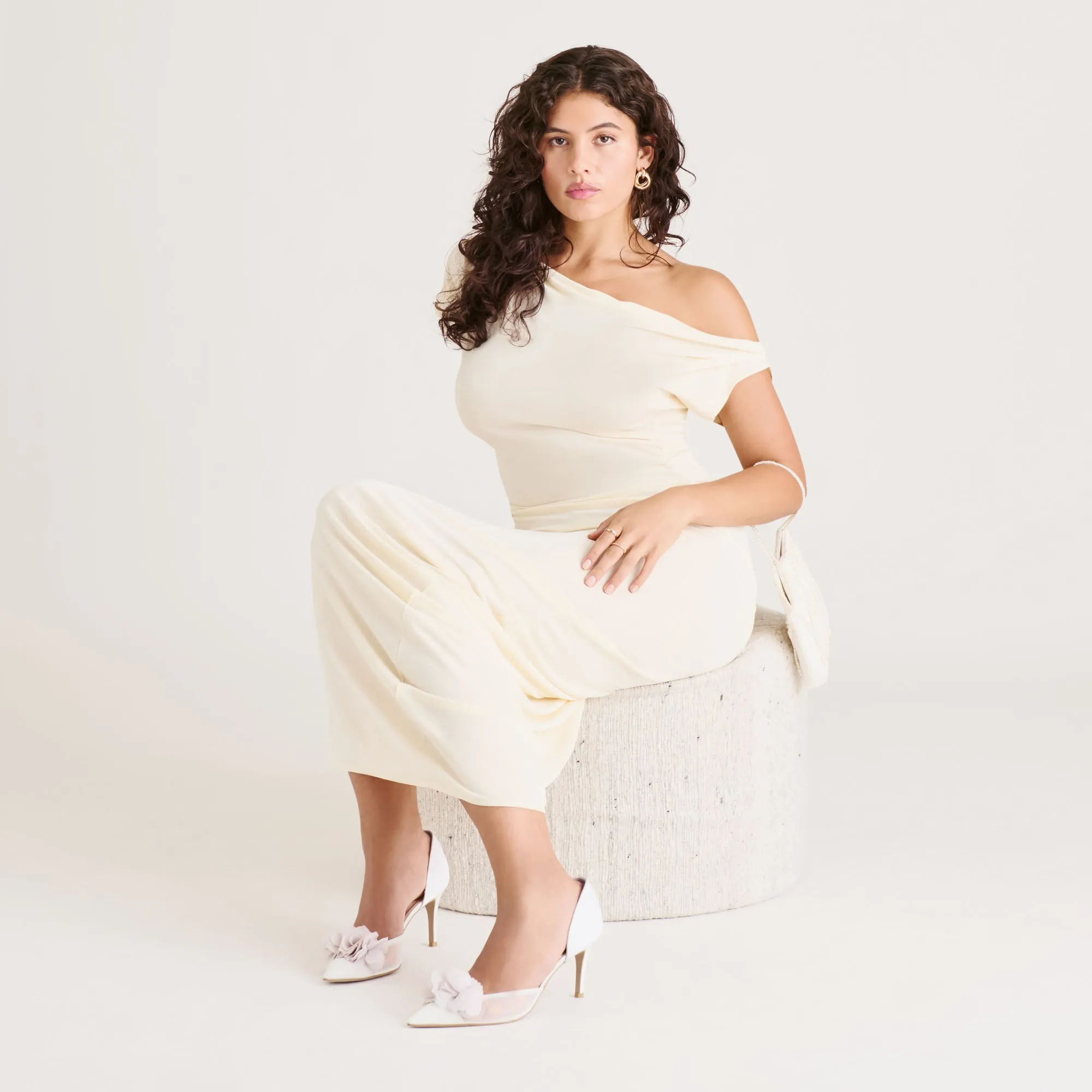 EVELIN HEELS WHITE MESH Glossy Finish