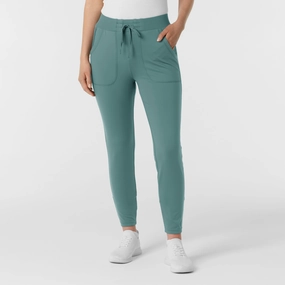 RENEW Knit Women's Track Scrub Pant - Vintage Teal Water Resistant