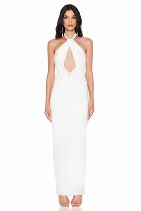 Nookie Roxana Halter Gown - Lined Ivory Sophisticated Look Elegant Charm